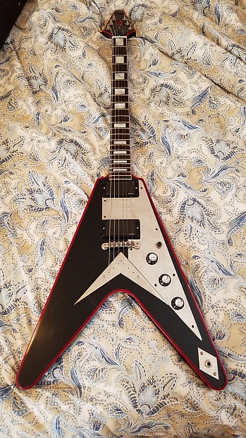 Price Drop! 2006 Gibson Flying V Custom Black Metallic w Red Binding, EMGs! One of a kind! image 1