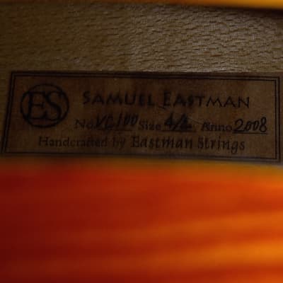 Eastman VC100 4/4 Cello 2008-Amber image 14