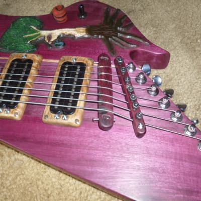 unique stock, "Tree of life"carved spectacular solid purpleheart guitar and bass,ships direct image 4
