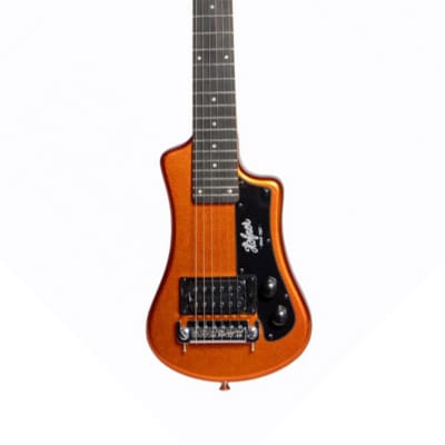 Hofner Shorty Electric Travel Guitar w/ Gig Bag - Metallic Orange image 3