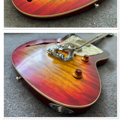 2022 Rufini Montefalco Aged Cherry Sunburst Nitro Stainless Steel Frets AAA Quilt Curly Maple Top AAA Birdseye Neck Duesenberg Vibrato MINT image 12