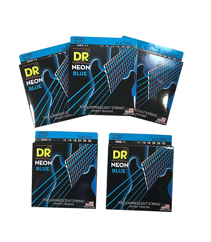 DR Guitar Strings 5 Pack Electric Neon Blue 11 50 Heavy