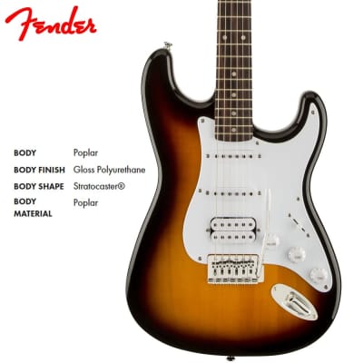 Fender Squier 310005532 25.5 Inches Lindenwood Bullet Fat Stratocaster Right Handed Electric Guitar (Own Sunburst, Brown, 6 Strings) 2021 - Sunburst image 5