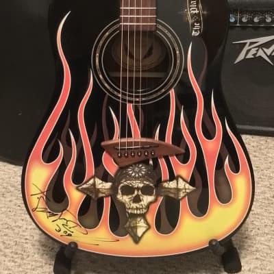 Bret Michaels Signed Autographed Dean “The Player” Acoustic Guitar Flames Poison image 1