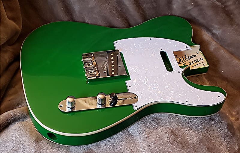 My Last Poplar body, bound on top and back in Kermit green made for a Tele neck. image 1