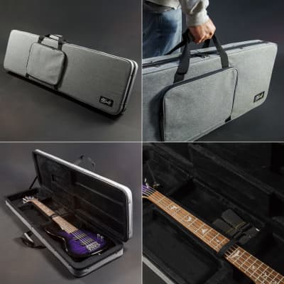 Lindo Electric Bass Guitar Eco Hard Case | Plush Lined with Storage Pockets | Sustainable and Eco-Friendly | Designed in The UK | Grey Fabric Finish (Guitar NOT Included) image 1
