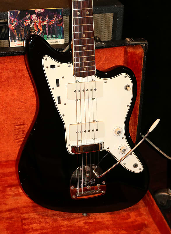 1966 Fender  Jazzmaster  Rare  Black finish with Matching Headstock image 1
