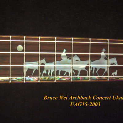 Bruce Wei Solid Carved ArchBack Acacia Concert Ukulele, CowBoy Inlay UAG15-2003 image 8