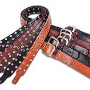 Red Monkey DOUBLE EYELET GUITAR STRAP Chocolate with Brass & Buckle & Eyelets image 3