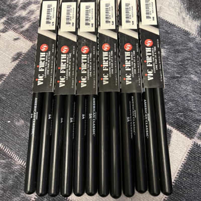 6 PAIRS Vic Firth American Classic Hickory - Black 5A Drumsticks Drum Sticks NEW OLD STOCK image 2