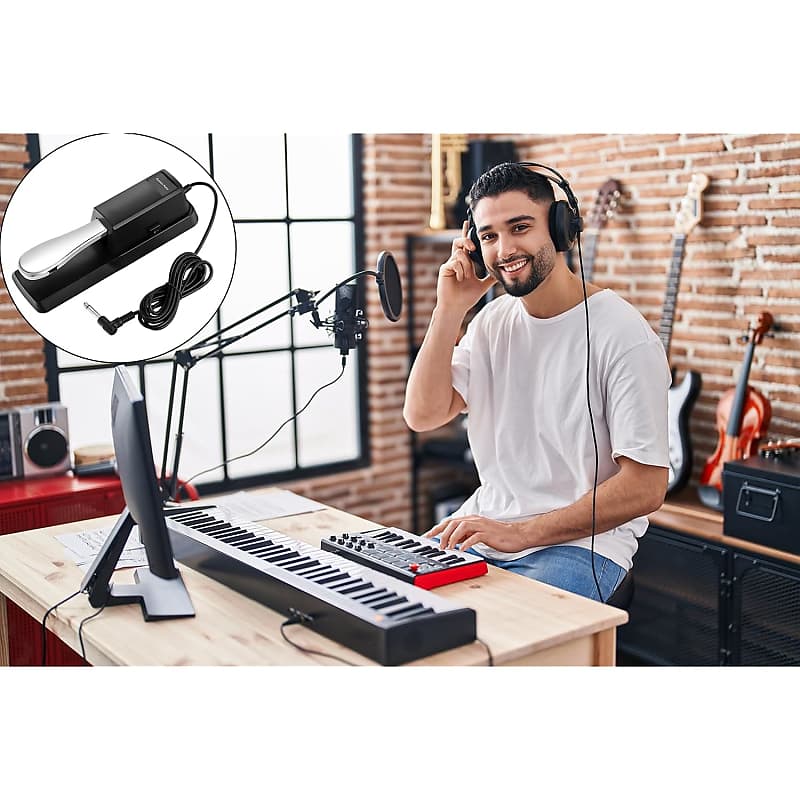 Soraco Sustain Pedal Universal for Yamaha Casio Roland Korg Behringer Moog  Piano Midi Electronic keyboards Style with Polarity Switch, 1/4'' Input