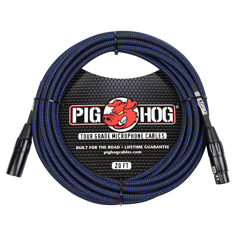 Pig Hog Black & Blue Woven Mic Cable, 20ft XLR (PHM20BBL) (20-foot, 20') image 1