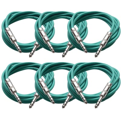 SEISMIC AUDIO - 6 PACK Green 1/4" TRS 10' Patch Cables image 2