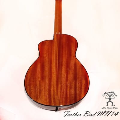 aNueNue MN14E Feather Bird Solid Cedar & Mahogany Nylon Travel Classical Guitar with pickup image 2