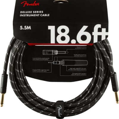 Fender® Deluxe Series Instrument Cable, Straight/Straight, 18.6', Black Tweed image 1