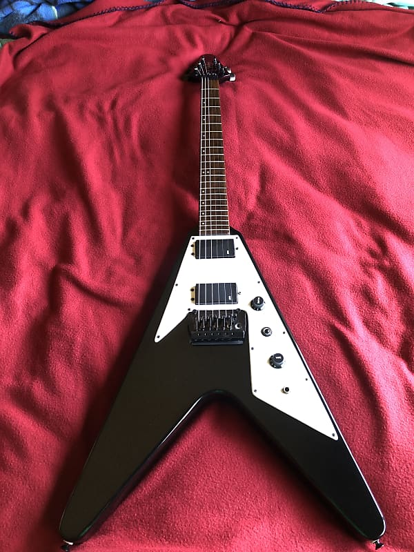 Rareu0026Vintage! Epiphone Flying V 1989 Metallic Black Vintage Tremolo  Equipped World Tour Gig Bag Included