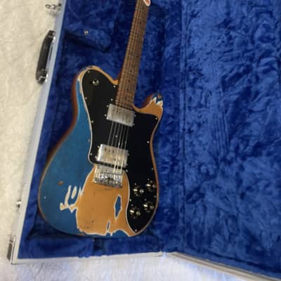 Luthier Built - Fender / JHGW Telecaster Deluxe 2023 - Frost Gold / J Masics Blue Sparkle Super Relic image 2