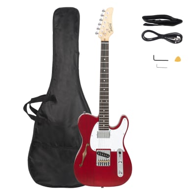 Glarry GTL Semi-Hollow Electric Guitar F Hole HS Pickups Transparent Wine Red image 8