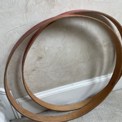 Ludwig Two 24” bass drum hoops 80s - Wood image 11