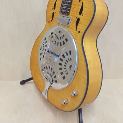 Haze Roundneck Resonator Guitar,Flame Maple,1xH Pickups+Free Gig Bag SDG-727EQ - With a Bag image 5