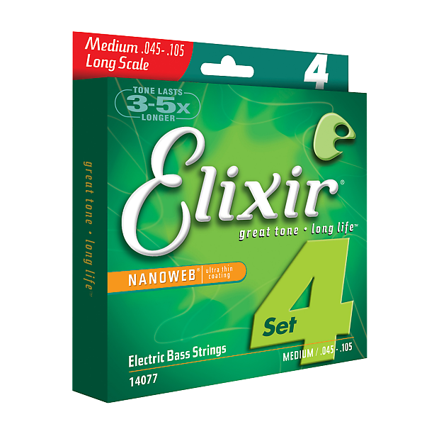 Elixir 14077 Nickel-Plated Steel 4-String Bass Strings with | Reverb