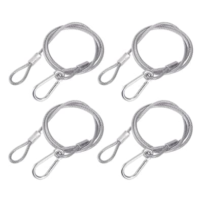 (Pack Of 4) Clamp Hook Safety Rope Hanging Device,Hang On Truss,Use For  Moving Head Beam,Led Par Light Stage Lighting Accessories (4Mm 85Cm 25Kg)