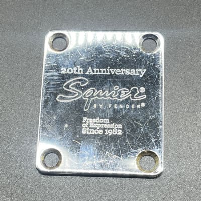 Used Squier by Fender 20th Anniversary Chrome Neck Plate part# MF-20 image 3