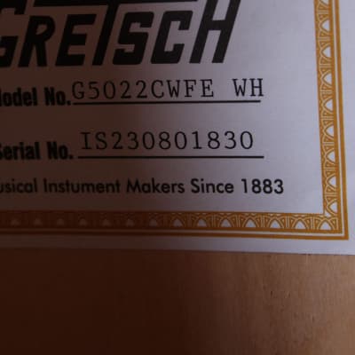 Gretsch G5022CWFE Rancher Falcon Jumbo Cutaway Acoustic Electric Guitar White image 5