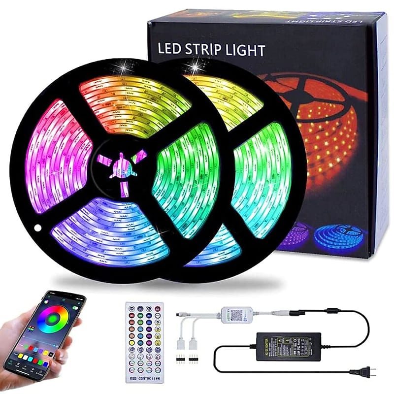 RGB Color Changing LED Light Strips - App Control - Waterproof - Plug and Play - Included Remote - 10M