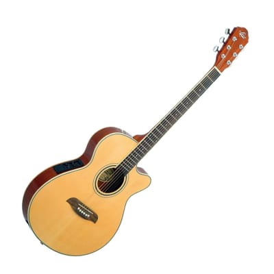 Oscar Schmidt OG8CEN Folk Style Cutaway Acoustic-Electric Guitar - Natural image 4