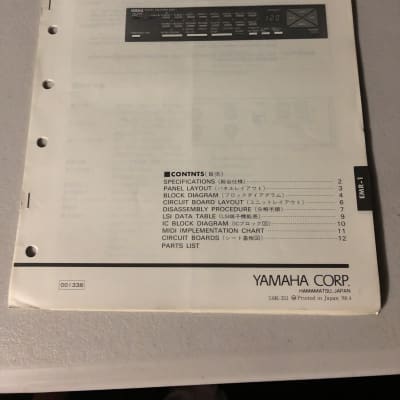 Yamaha  EMR-1 Digital Drummer Service Manual 1988