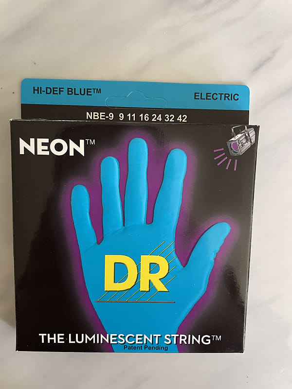 DR NBE-9 Hi-Def Coated Neon Electric Guitar Strings - Light (9-42) 2010s - Neon Blue image 1