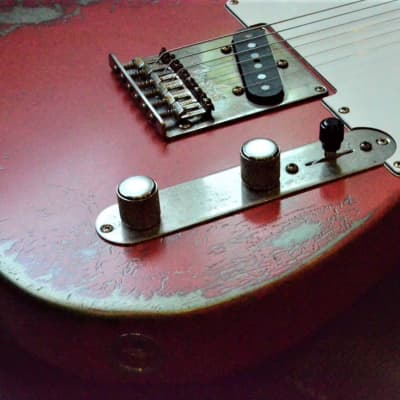 American Fender Telecaster Heavy Relic  Fiesta Red on Jade Green Metallic Custom Shop Pickups image 8