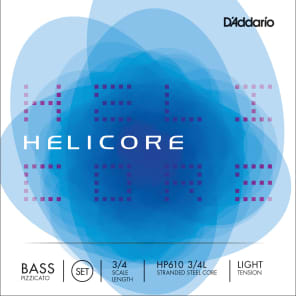 D'Addario HP610 3/4L Helicore Pizzicato Bass String Set - 3/4 Scale, Light Tension