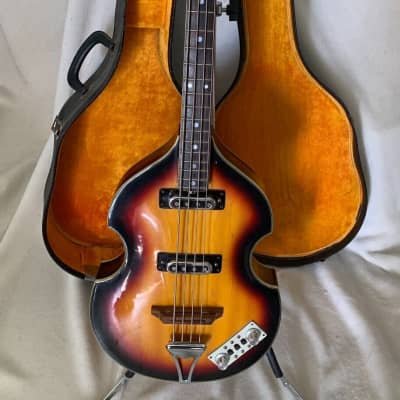 Vintage Early 70's Made In Japan Univox Matsumoku Violin Bass w/Original Case VG image 1