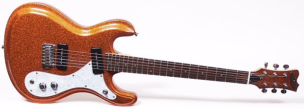 Aria Diamond DM-380 Mosrite Copy P-90's Electric Guitar Orange Sparkle
