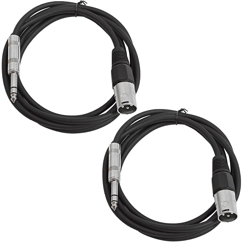 2 Pack of 1/4 Inch to XLR Male Patch Cables 6 Foot Extension Cords Jumper - Black and Black image 1