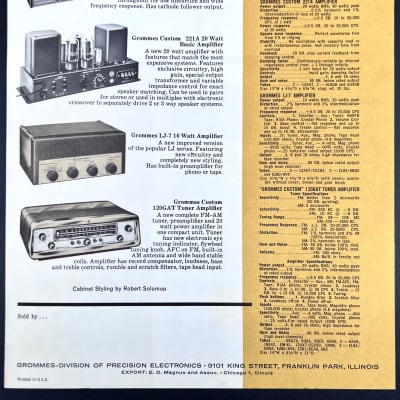Grommes Precision High-Fidelity Catalog 1964 Tube Preamps Tuners Amplifiers image 3