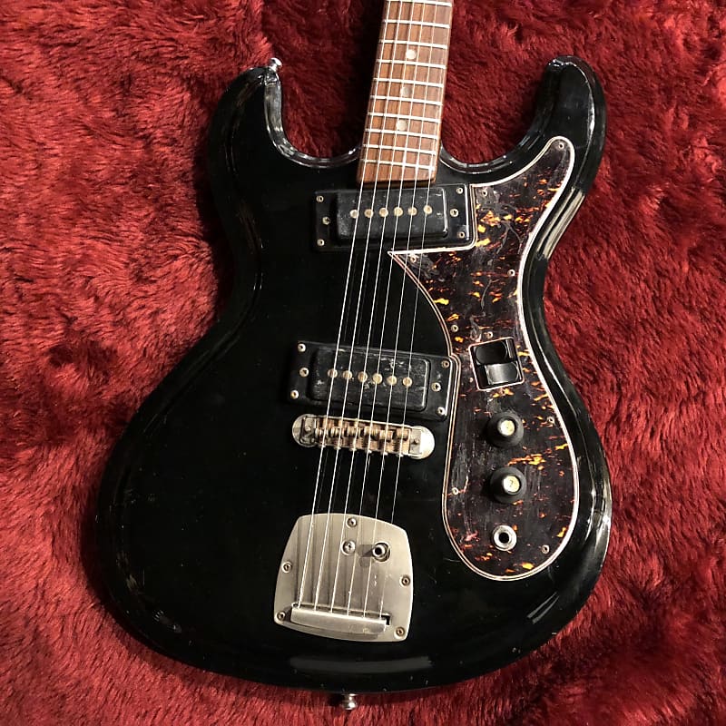 c.1968- Aria/UNIVOX（Matsumoku） 1702T Hi-Flier Phase I Mosrite Style MIJ  Vintage Guitar “Black”