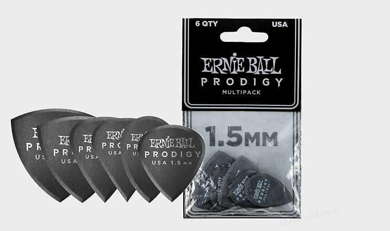 1.5mm Black Multipack Prodigy Picks 6-Pack Precision Machined High-Density Non-Slip-Textured Delrin Sharp-Attack Design image 1