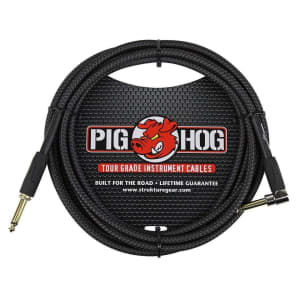 Pig Hog PCH10BKR Vintage Series 1/4" TS Straigh to Right-Angle Instrument/Guitar Cable - 10'