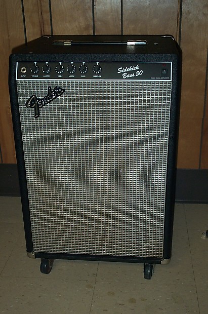 Fender Sidekick Bass 50 Made In Japan 1984 Black Tolex Silver Grill Cloth NICE