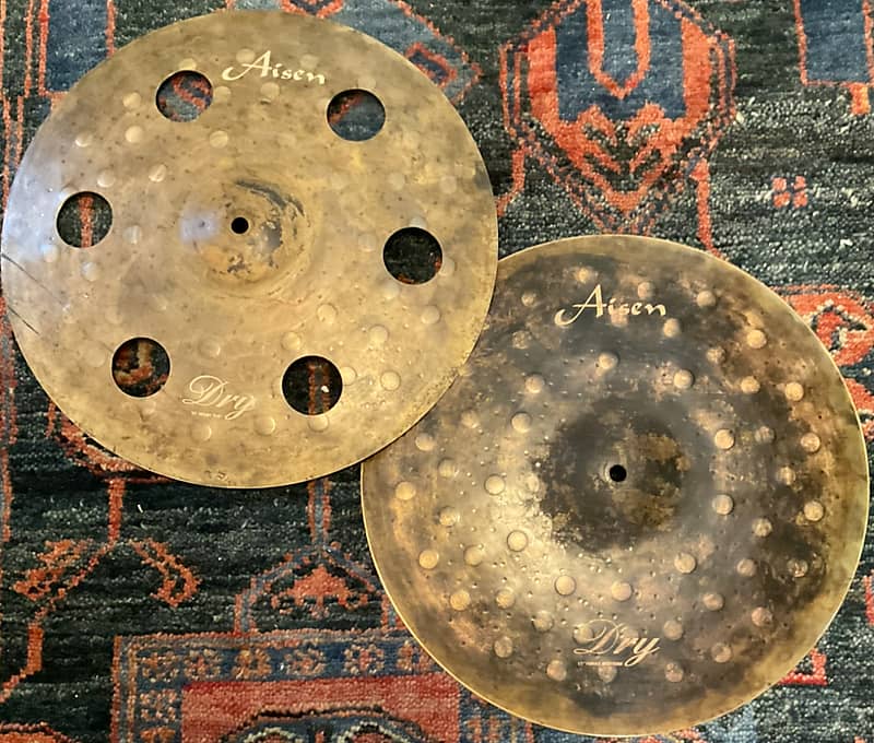 (MINT) Aisen 15” Dry Hi-Hat Cymbals W/ Ozone Top image 1