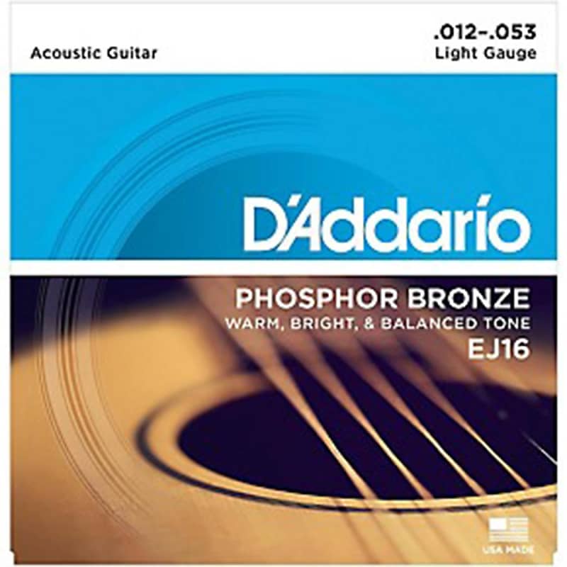 D'Addario EJ16  Phosphor Bronze Acoustic Strings - Light Gauge 12-53 image 1