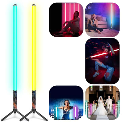 4 Pack 4ft Portable Battery Powered Tube Light 120cm Handheld LED Tube  Lights with Tripods, 500 Vivid Effects, Light Tube for Video and