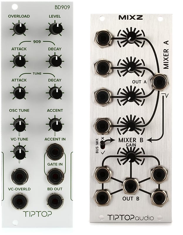 Tiptop Audio BD909 Eurorack Analog Bass Drum Module Bundle Reverb