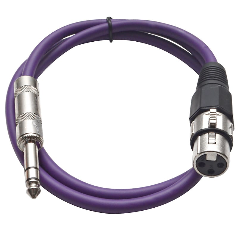SEISMIC AUDIO Purple 1/4" TRS XLR Female 3' Patch Cable image 1
