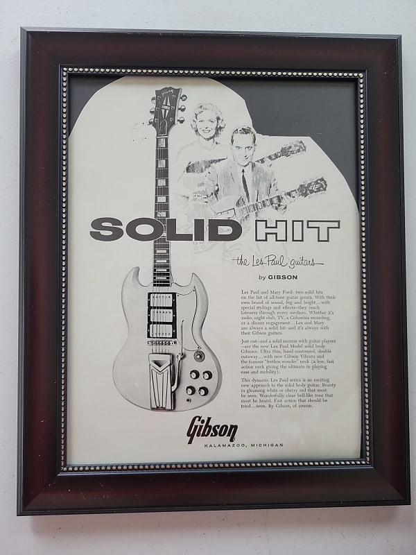 1961 Gibson Guitars Promotional Ad Framed SG Les Paul Custom | Reverb