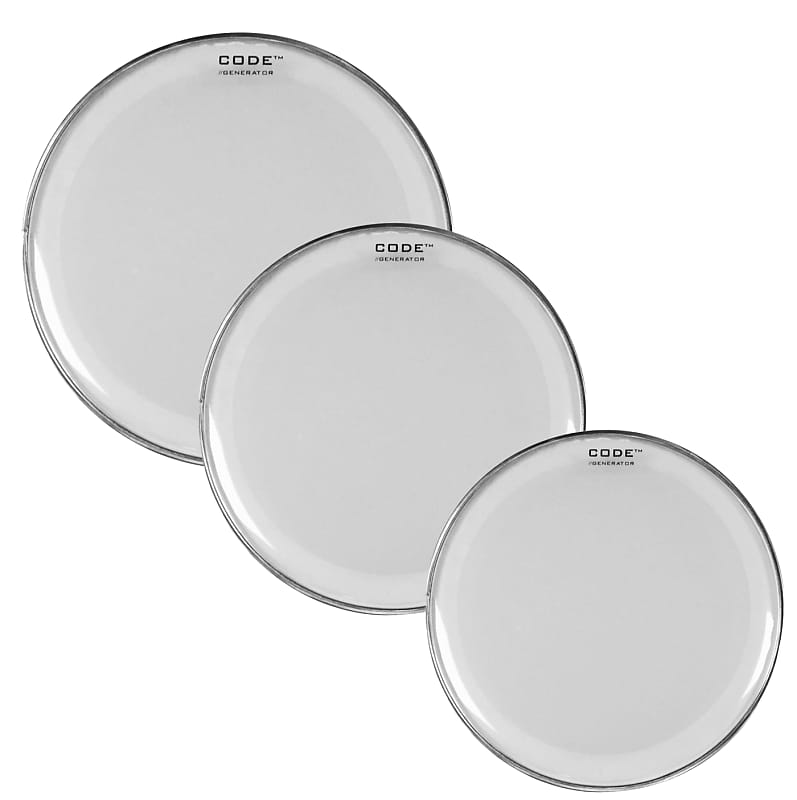 CODE Generator Clear Tom Rock Drum Head PACK 12,13+16" Reverb