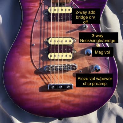 *SPECIAL* Ernie Ball Music Man Steve Morse Y2D Hardtail Purple Sunset Quilt *One of a Kind* image 13